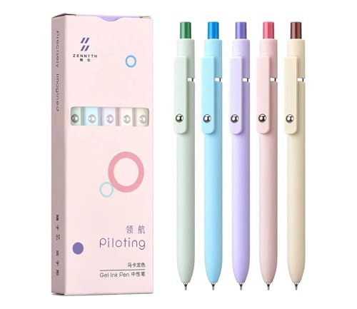 Mutzauber® Gelstifte, 5 Stück 0,5 mm japanische schwarze Tinte, feine Spitze, glatte Schreibstifte, High-End-Serie Stifte für Tagebuch, Notizen, Büro, Schule, Homeoffice (Star) von Mutzauber