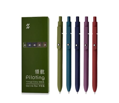 Mutzauber® Gelstifte, 5 Stück 0,5 mm japanische schwarze Tinte, feine Spitze, glatte Schreibstifte, High-End-Serie Stifte für Tagebuch, Notizen, Büro, Schule, Homeoffice (Vintage) von Mutzauber