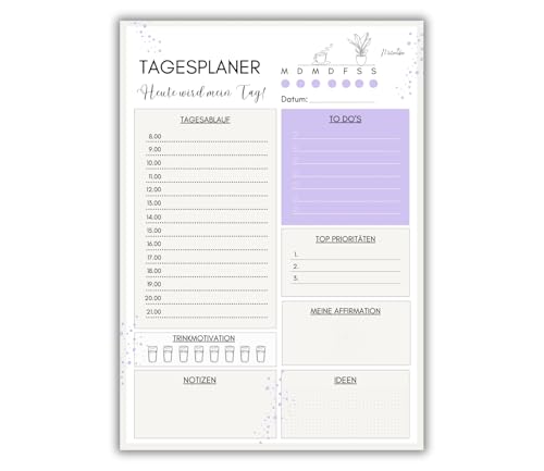 Mutzauber® Undatierter Tagesplaner DIN A4 im Boho-Design – Abreißblock mit 50 Seiten | To-Do-Liste, Daily Planner, Aufgaben, Prioritäten & Ideen von Mutzauber