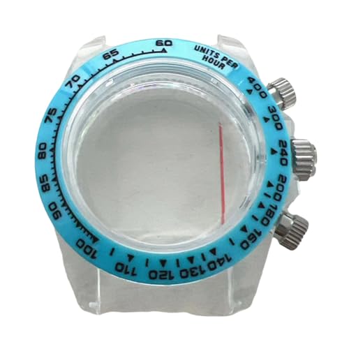 Muuoeou 39-Mm-Uhrengehäuse, Saphirglasgehäuse für Quarzuhrwerke VK63, Tragbares Uhrenzubehör, Blau von Muuoeou
