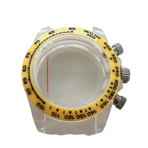 Muuoeou 39-Mm-Uhrengehäuse, Saphirglasgehäuse für Quarzuhrwerke VK63, Tragbares Uhrenzubehör, Gelb von Muuoeou