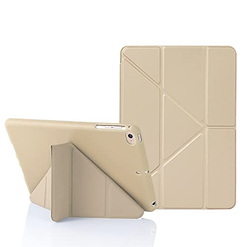 Origami Hülle für iPad Mini 5. 4. 3. 2. Generation, Schützhülle iPad Mini 7,9 Zoll, Auto Schlafen/Wachen, 5-in-1 mehrere Betrachtungswinkel, Glatt Silikonhülle und weiche TPU Rückseite, Beige von MuyDouxTech