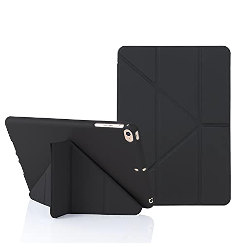 Origami Hülle für iPad Mini 5. 4. 3. 2. Generation, Schützhülle iPad Mini 7,9 Zoll, Auto Schlafen/Wachen, 5-in-1 mehrere Betrachtungswinkel, Glatt Silikonhülle und weiche TPU Rückseite, Schwarz von MuyDouxTech