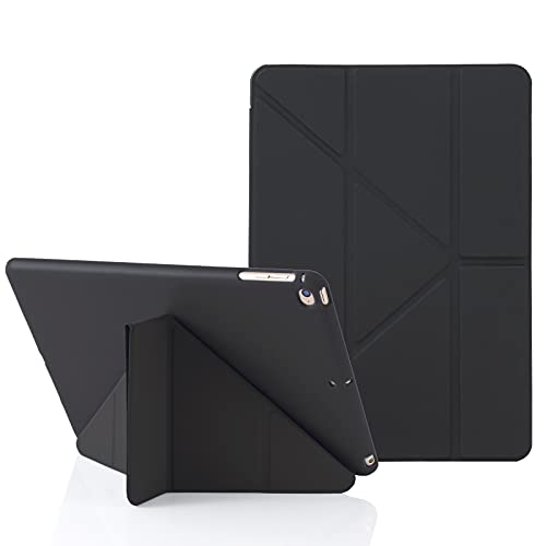 Origami iPad Hülle für iPad 9,7 Zoll 6. 2018 & 5. 2017 Gen, auch für iPad 9,7 Zoll Air 1. 2013 & Air 2. 2014, 5-in-1 Verschiedene Betrachtungswinkel, Glatte Silikon-Hülle Weiche TPU Rückseite -Schwarz von MuyDouxTech