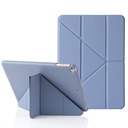 Origami iPad Hülle für iPad 9,7 Zoll 6. 2018 & 5. 2017 Gen, auch für iPad 9,7 Zoll Air 2013 & Air 2. 2014, 5-in-1 Verschiedene Betrachtungswinkel, Glatte Silikon-Hülle Weiche TPU Rückseite, Blau-Grau von MuyDouxTech
