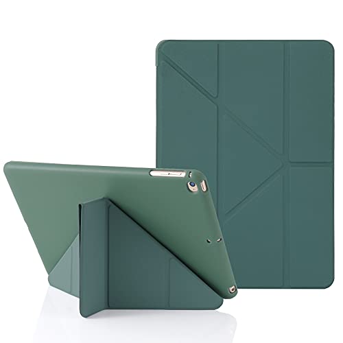 Origami iPad Hülle für iPad 9,7 Zoll 6. 2018 & 5. 2017 Gen, auch für iPad 9,7 Zoll Air 2013 & Air 2. 2014, 5-in-1 Verschiedene Betrachtungswinkel, Glatte Silikon-Hülle Weiche TPU Rückseite, Dunkelgrün von MuyDouxTech