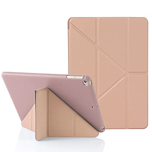 Origami iPad Hülle für iPad 9,7 Zoll 6. 2018 & 5. 2017 Gen, auch für iPad 9,7 Zoll Air 2013 & Air 2. 2014, 5-in-1 Verschiedene Betrachtungswinkel, Glatte Silikon-Hülle Weiche TPU Rückseite, Roségold von MuyDouxTech