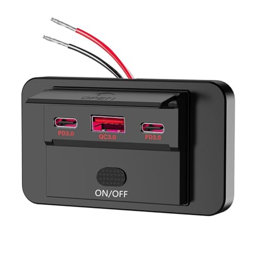 Muyilanc NEU 12-24 V PD Typ-C USB-Anschlüsse QC3.0 und PD3.0 mit Schalter Schnelllade-USB-Powerpanel für Auto, Wohnmobil, Rot Muyilanc NEU 12-24 V PD Typ-C USB-Anschlüsse QC3.0 und PD3.0 mit Schalter Schnelllade-USB-Powerpanel für Auto, Wohnmobil, Rot von Muyilanc