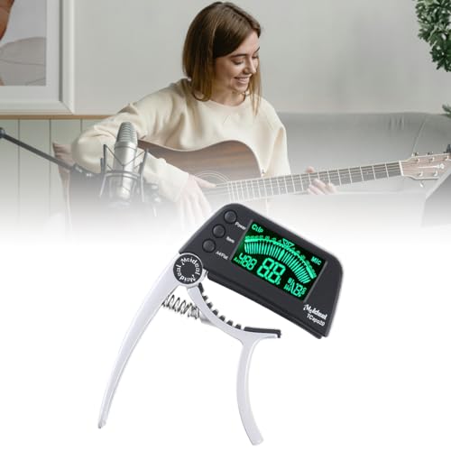 MuzcYM Hohe Empfindlichkeit, Genauigkeit, 2-in-1 Gitarren-Kapodaster, Stimmgerät mit LED-Display, geeignet für elektrische oder akustische Gitarre, Bass, Ukulele von MuzcYM