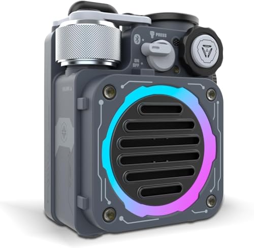 Muzen Cyber-Cube Bluetooth Lautsprecher Klein, Tragbare Mini Speaker mit RGB licht und Taschenlampe, IPX5 Wasserdicht für Gaming Party Dusche Camping Outdoor, Coole Gadgets Geschenke für Papa Männer von Muzen