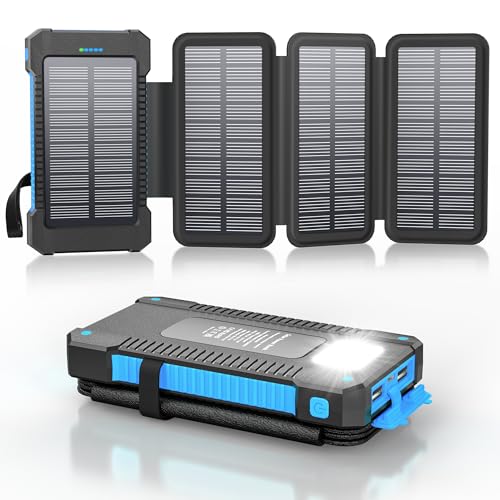 Solar Powerbank 26800 mAh mit 4 Solarpanel, Powerbank USB-C 18W Schnellladung für iPhone Samsung und mehr, IPX7 wasserdichte Outdoor Externe Akkus mit Taschenlampen-Dauerlicht/SOS/Stroboskop Solar Powerbank 26800 mAh mit 4 Solarpanel, Powerbank USB-C 18W Schnellladung für iPhone Samsung und mehr, IPX7 wasserdichte Outdoor Externe Akkus mit Taschenlampen-Dauerlicht/SOS/Stroboskop von Mvpkings