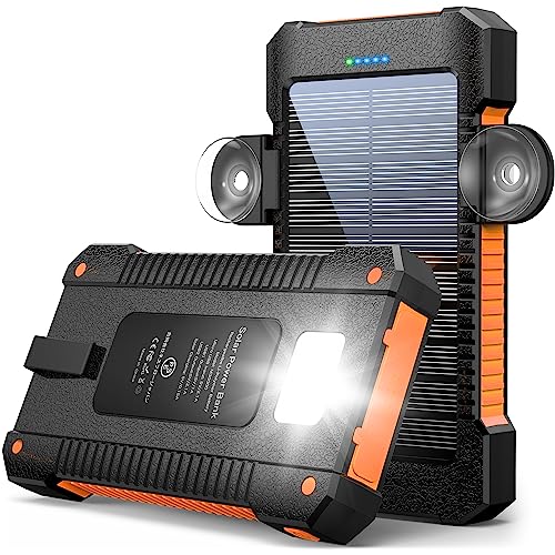 Solar Powerbank 26800 mAh mit Saugnapfhalterung, Solar Ladegerät Externe Akkus 3 USB Anschlüsse mit Taschenlampen Dauerlicht/SOS/Stroboskop wasserdichte Outdoor Powerbank für Handy Solar Powerbank 26800 mAh mit Saugnapfhalterung, Solar Ladegerät Externe Akkus 3 USB Anschlüsse mit Taschenlampen Dauerlicht/SOS/Stroboskop wasserdichte Outdoor Powerbank für Handy von Mvpkings