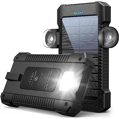 Solar Powerbank 26800 mAh mit Saugnapfhalterung, Solar Ladegerät Externe Akkus 3 USB Anschlüsse mit Taschenlampen Dauerlicht/SOS/Stroboskop wasserdichte Outdoor Powerbank für Handy Solar Powerbank 26800 mAh mit Saugnapfhalterung, Solar Ladegerät Externe Akkus 3 USB Anschlüsse mit Taschenlampen Dauerlicht/SOS/Stroboskop wasserdichte Outdoor Powerbank für Handy von Mvpkings