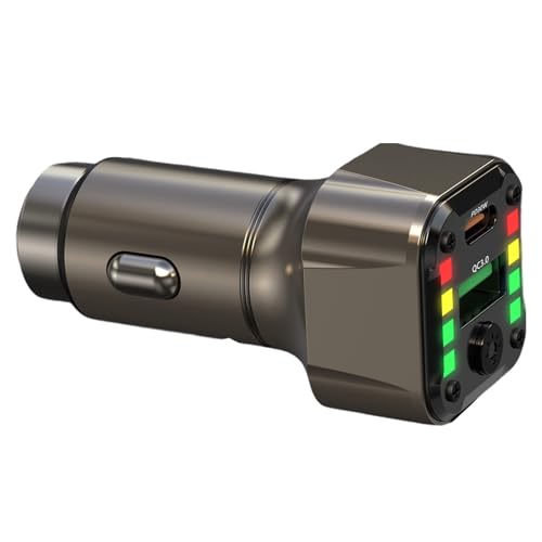 50 W Kfz-Ladegerät, 50 W Doppel-Port-Typ-C-Blitzladegerät, Hochgeschwindigkeits-Stecker, Netzladeadapter mit bunten Lichtern für Smartphone von Mwkbbn