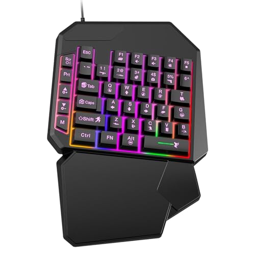 Mwqpgyh 1-Hand-Tastatur – programmierbare einhändige Spieltastatur, professionelle Spieltastatur, ergonomischer Game-Controller, Plug and Play für PC-Gamer von Mwqpgyh