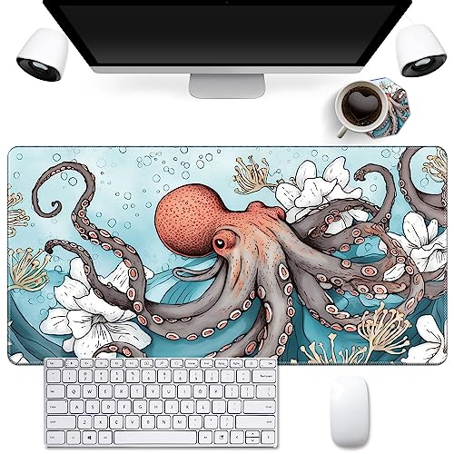 Niedliche Untersetzer + Oktopus-Mauspad, 39,9 x 79,8 cm, rutschfeste schwarze Gummiunterseite, waschbar, für Gaming und Büro Niedliche Untersetzer + Oktopus-Mauspad, 39,9 x 79,8 cm, rutschfeste schwarze Gummiunterseite, waschbar, für Gaming und Büro von Mxfdegf
