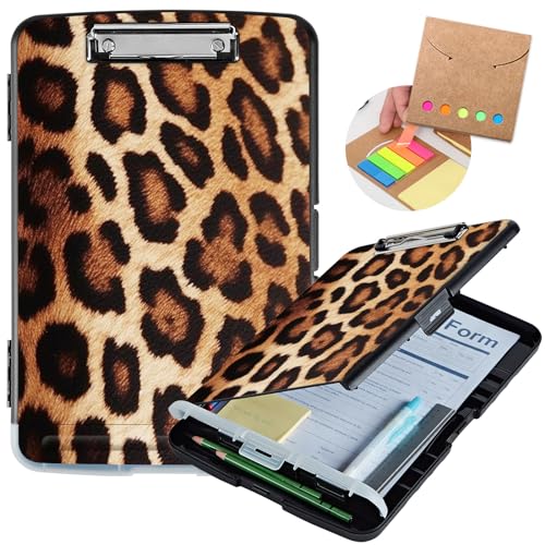 Mxfdegf Klemmbrett mit Aufbewahrung, Aufbewahrungs-Klemmbrett mit Stifthalter, robustes Kunststoff-Klemmbrett mit flachem Profil-Clip, Klemmbrett-Mappe, Lehrer-Must-Haves, Bürobedarf, brauner Leopard Mxfdegf Klemmbrett mit Aufbewahrung, Aufbewahrungs-Klemmbrett mit Stifthalter, robustes Kunststoff-Klemmbrett mit flachem Profil-Clip, Klemmbrett-Mappe, Lehrer-Must-Haves, Bürobedarf, brauner Leopard von Mxfdegf