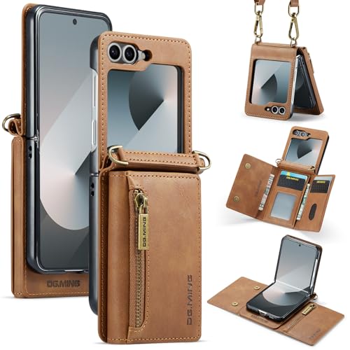 Schutzhülle für Samsung Galaxy Z Flip 5, Premium-Lederhülle, Kartenhalter Reißverschluss Abnehmbarer Schultergurt, Schnalle, Design Schutzhülle für Samsung Galaxy Z Flip 5, Premium-Lederhülle, Kartenhalter Reißverschluss Abnehmbarer Schultergurt, Schnalle, Design von Mxinxiu