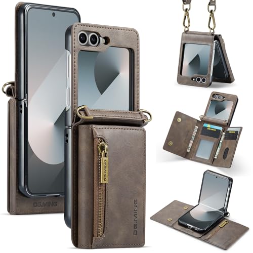 Schutzhülle für Samsung Galaxy Z Flip 5, Premium-Lederhülle, Kartenhalter Reißverschluss Abnehmbarer Schultergurt, Schnalle, Design Schutzhülle für Samsung Galaxy Z Flip 5, Premium-Lederhülle, Kartenhalter Reißverschluss Abnehmbarer Schultergurt, Schnalle, Design von Mxinxiu