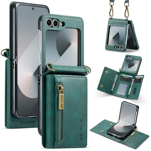 Schutzhülle für Samsung Galaxy Z Flip 6, Premium-Lederhülle, Kartenhalter Reißverschluss Abnehmbarer Schultergurt, Schnalle, Design Schutzhülle für Samsung Galaxy Z Flip 6, Premium-Lederhülle, Kartenhalter Reißverschluss Abnehmbarer Schultergurt, Schnalle, Design von Mxinxiu