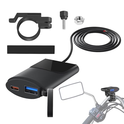 Mxshc Motorrad USB -Ladegerät, Motorrad USB -Anschluss,QC 3.0 Motorradladegerät wasserdichte PD -USB -Adapter | 12V-24V Ultra-Narrow Schnelladapter-Doppel-Ladeanschluss für Tablet & Telefon von Mxshc
