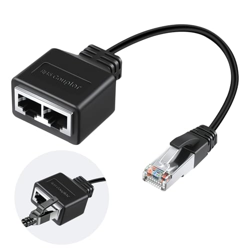 RJ45 Ethernet Splitter Adapter Kabel 1 auf 2, Netzwerk Verteiler LAN Kabel, Ethernet Switch Adapter Cat7 RJ45 Buchse, LAN Netzwerk-Splitter, Plug & Play, langlebig von MxyVrix