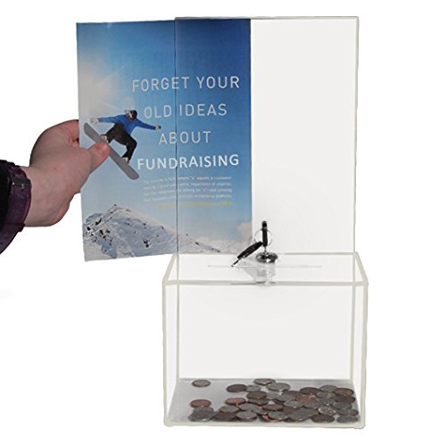 Mittelgroße Acryl-Spendenbox – Wahlurne – Ticketbox – Stimmenbox – Vorschlagsbox – Kommentarbox – Verriegelung mit 2 Schlüsseln – große Anzeigefläche von My Charity Boxes