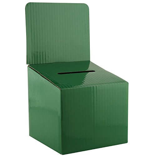My Charity-Boxen – 5 Stück – Medium Karton – Wahlurne – Vorschlagsbox – Tombola Box – Ticket Box – mit abnehmbarer Header für Verwendung auf dem Tisch grün von My Charity Boxes