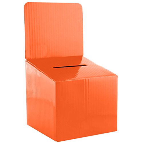 My Charity-Boxen – 5 Stück – Mittelgroßer Karton – Wahlurne – Vorschlagsbox – Tombola-Box – Ticket-Box – Mit abnehmbarem Kopfteil für Verwendung auf dem Tisch orange von My Charity Boxes