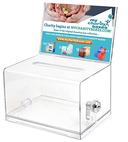 My Charity Boxes MCB AC-32 Stimmzettelbox aus Acryl, mit Schloss – sicher und sicher – ideal für Visitenkarten und Veranstaltungen (transparent) von My Charity Boxes