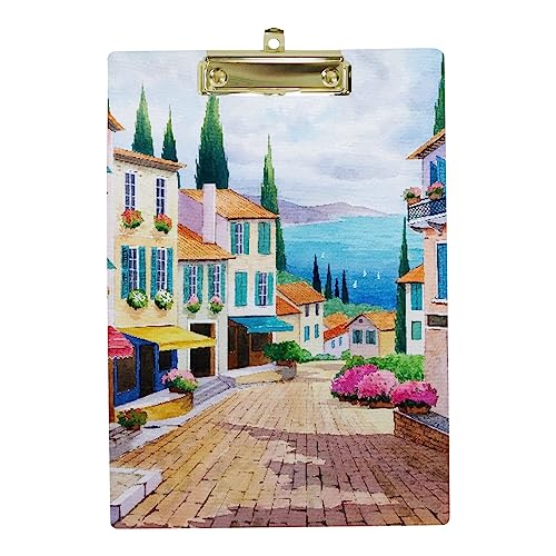 A4 Standard-Klemmbrett Aquarell Küste Stadt Bunte Gebäude Malerei Kunststoff Klemmbretter für Schüler Schule Büro Niedriges Profil Metall Clip Hängeloch A4 Standard-Klemmbrett Aquarell Küste Stadt Bunte Gebäude Malerei Kunststoff Klemmbretter für Schüler Schule Büro Niedriges Profil Metall Clip Hängeloch von My Daily