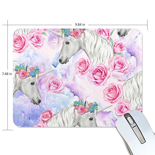 My Daily Einhorn Rosen Mousepad 9.8 * 7.4 * 0.5 cm, rutschfeste Gummiunterseite Pad für Gaming & Büro von My Daily