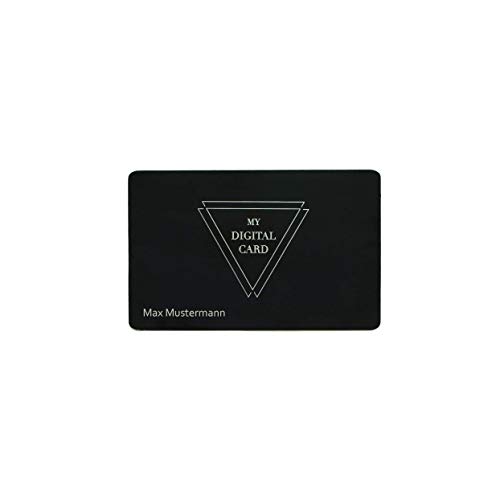 Digitale Visitenkarte mit Gravur- Sigma Card NFC/QR Code, mattschwarzes Metall (Silber) inkl. eigener Website ohne monatliche Gebühr als digitales Profil und kostenloser App für iOS und Android von My Digital Card