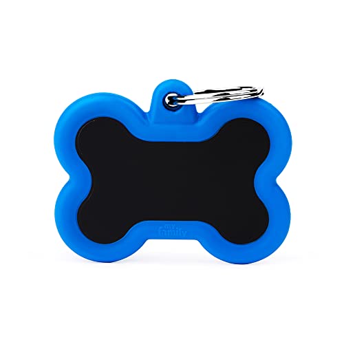 My Family Hundemarke Made in Italy, Knochen schwarz und blau, Hushtag Kollektion My Family Hundemarke Made in Italy, Knochen schwarz und blau, Hushtag Kollektion von My Family