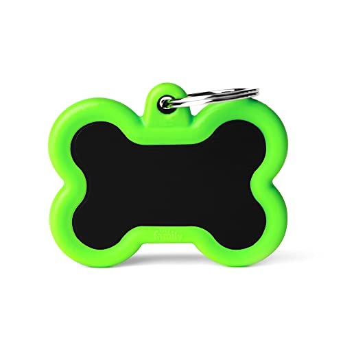 My Family Hundemarke Made in Italy, Knochen schwarz und grün, Kollektion Hushtag My Family Hundemarke Made in Italy, Knochen schwarz und grün, Kollektion Hushtag von My Family