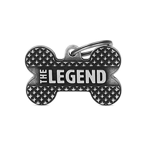 My Family Hundemarke Made in Italy, großer Knochen "The Legend", antikes Silber, Bronx-Kollektion von My Family
