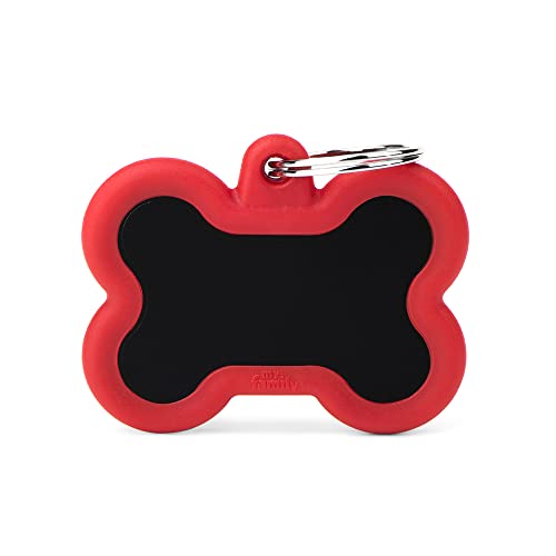 My Family Hundemedaillon Made in Italy, schwarzer und roter Knochen, Hundemarke, handemailliert aus Aluminium und Gummi, Hushtag Collection, 41x33mm My Family Hundemedaillon Made in Italy, schwarzer und roter Knochen, Hundemarke, handemailliert aus Aluminium und Gummi, Hushtag Collection, 41x33mm von My Family
