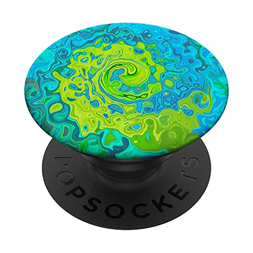 Grooviger grüner, blauer und gelber abstrakter Wirbel PopSockets mit austauschbarem PopGrip von My Rubio Garden