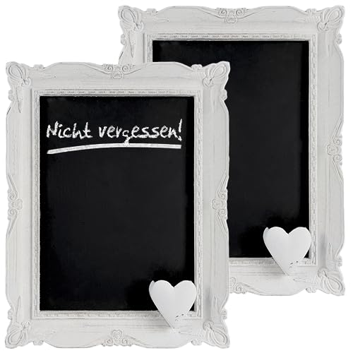Nostalgische Holz-Tafel - Schreibtafel 2-teiliges Set - Memoboard - Wandtafel - Antik - weiß - Werbetafel - shabby chic - 35 x 28 x 3 cm von My-goodbuy24