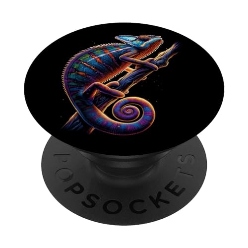 Cooles und buntes Chamäleon auf Ast PopSockets mit austauschbarem PopGrip von MyAnimal - Your Favourite Animal Wear