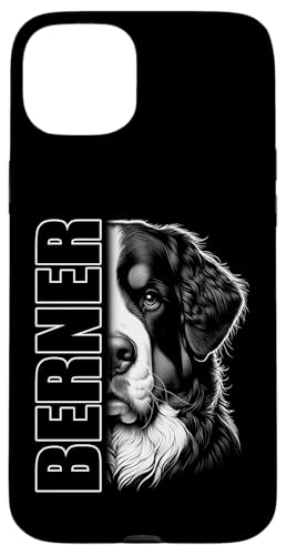 Eleganter Berner Sennenhund mit Text "Berner" auf Brust Hülle für iPhone 15 Plus von MyAnimal - Your Favourite Animal Wear
