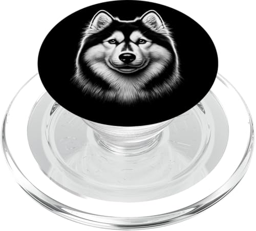Realistisches Husky-Kopf-Porträt im Zeichenstil PopSockets PopGrip für MagSafe von MyAnimal - Your Favourite Animal Wear