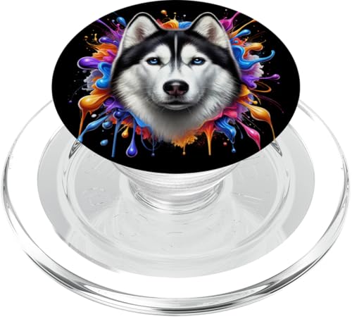 Süßer Husky in bunten Farbspritzern PopSockets PopGrip für MagSafe Süßer Husky in bunten Farbspritzern PopSockets PopGrip für MagSafe von MyAnimal - Your Favourite Animal Wear