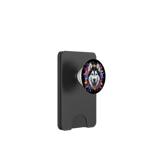 Süßer Husky in bunten Farbspritzern PopSockets PopWallet für MagSafe Süßer Husky in bunten Farbspritzern PopSockets PopWallet für MagSafe von MyAnimal - Your Favourite Animal Wear