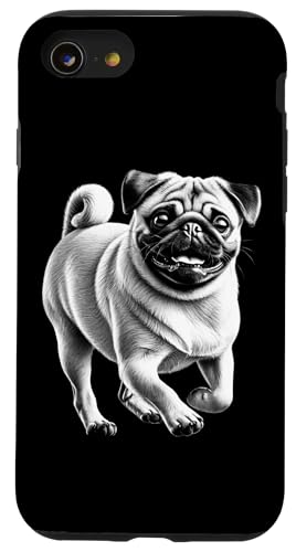 Süßer verspielter Mops als realistisches Porträt auf Brust Hülle für iPhone SE (2020) / 7 / 8 von MyAnimal - Your Favourite Animal Wear