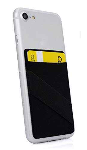 MyGadget 1 Fach Handy Kartenhalter + Fingerhalterung zum aufkleben - RFID Blocking - Haftendes Kartenfach, Karten Halterung - Kartenhülle Smartphone Etui Schwarz von MyGadget