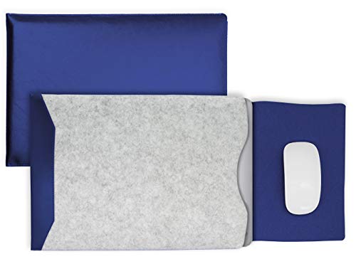 MyGadget 13-13, 3 Zoll Laptop Hülle Filz Sleeve Slim Case Schutzhülle - Kunstleder Mauspad Tasche für u.a. Apple MacBook Air | Pro - Blau von MyGadget