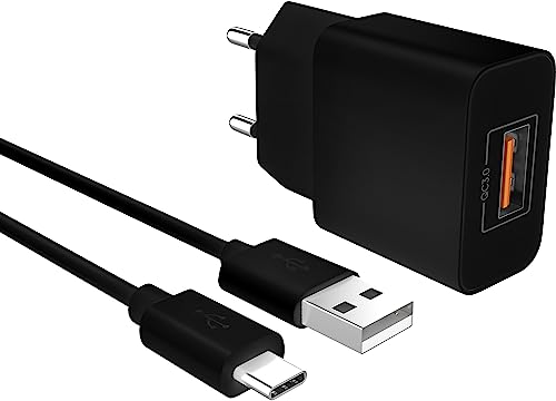 MyGadget 1x USB C Ladegerät Quick Charge - 1x Netzteil QC 3.0 & 1m Typ C Kabel für Smartphone & Tablet u.a. Apple iPhone 15 I iPad Air Pro | Samsung S24 S23 - Schwarz von MyGadget