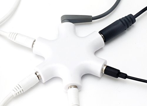 MyGadget 2X 5-Fach Audio Splitter - 3, 5 mm Aux Klinkenverteiler - Mini Klinken Verteiler - Kopfhörer Buchse für Smartphones, Laptops und PC in Weiß von MyGadget