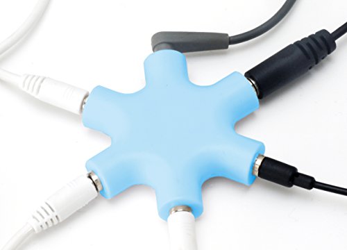 MyGadget 5-Fach Audio Splitter - 3, 5 mm Aux Klinkenverteiler - Mini Klinken Verteiler - Kopfhörer Buchse für Smartphones, Laptops und PC in Blau von MyGadget